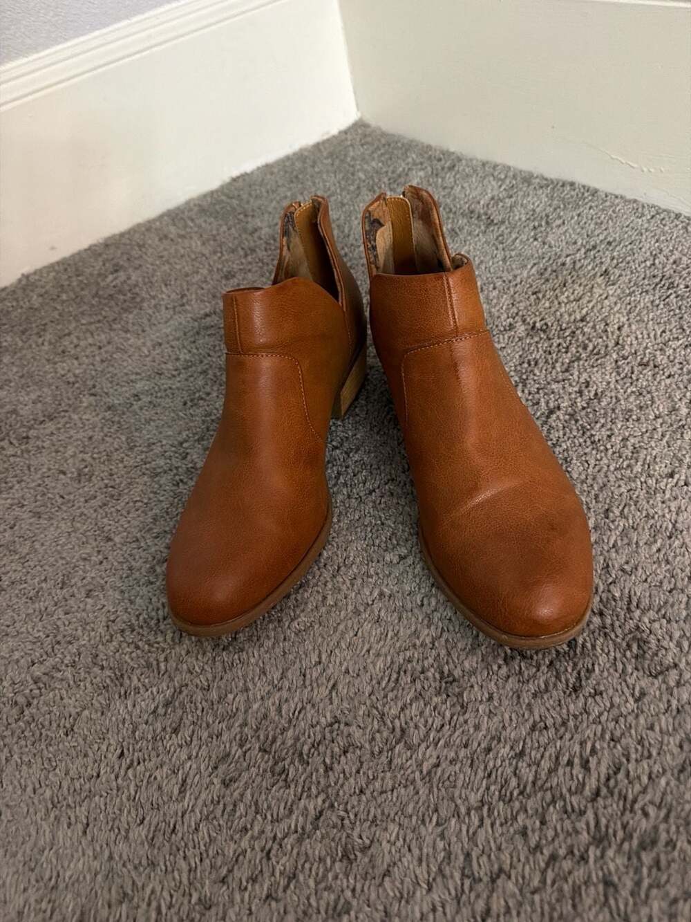 b.o.c. Lucy Women's Faux Leather Side Cut-Out Ankle Booties in Tan
